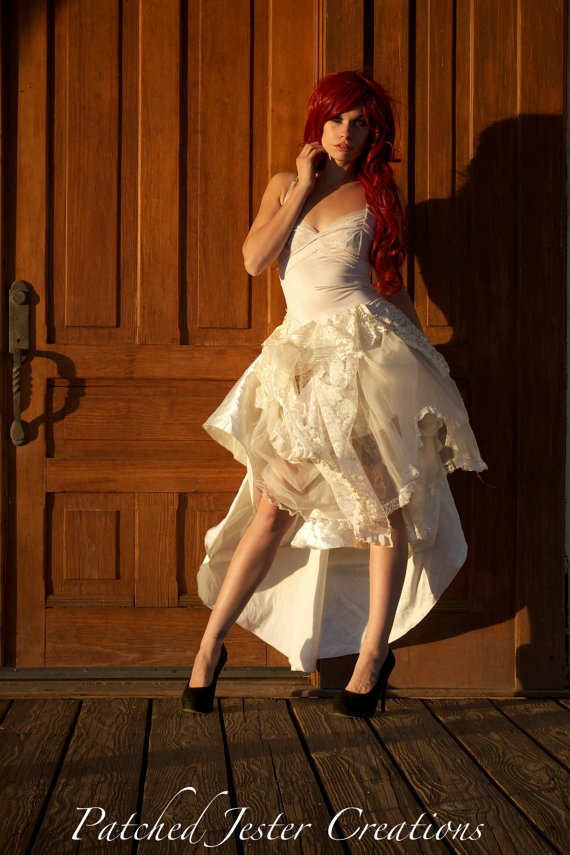 Made to order - Steampunk Lady White Wedding Dress - ON SALE! by PatchedJester steampunk buy now online