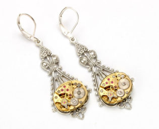 WEDDING Earrings GOLD SILVER Steampunk Bride Steampunk Vintage Watch Dangle Earrings Steampunk Wedding Jewelry by Victorian Curiosities by VictorianCuriosities steampunk buy now online