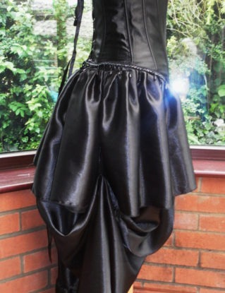 handmade Ooak goth steampunk burlesque black beaded satin corset long frilled satin bustle skirt by cindysboho steampunk buy now online