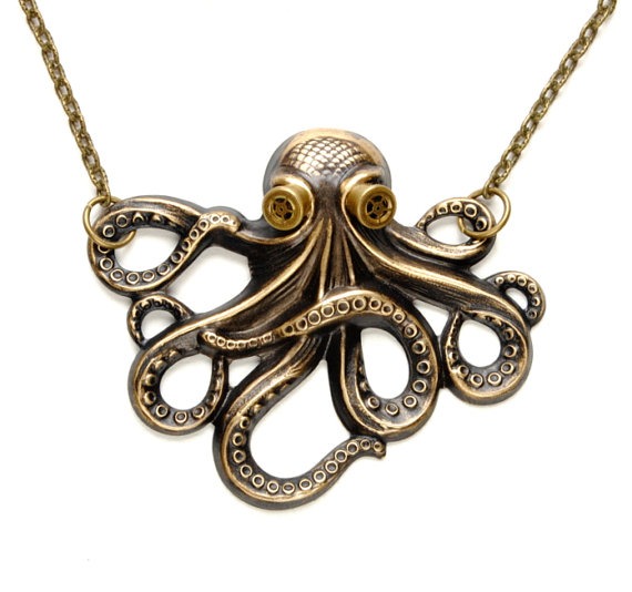 Nautical Necklace Octopus Necklace American Made Steam Punk Kraken Cthulhu Steampunk Goggles Steampunk Jewelry By Victorian Curiosities by VictorianCuriosities steampunk buy now online