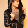 Black Steampunk style Hooded jacket W. Grey Accents by LostBoysRags steampunk buy now online