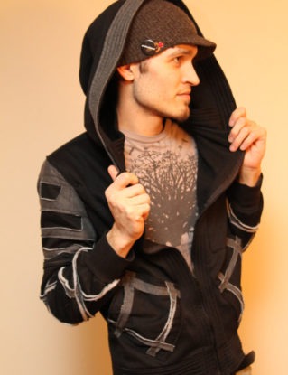 Black Steampunk style Hooded jacket W. Grey Accents by LostBoysRags steampunk buy now online