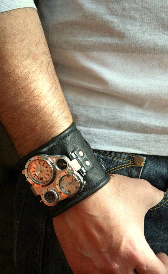 Mens wrist watches leather bracelet "Pathfinder" - Gifts for Mens - SALE - Worldwide Shipping - Steampunk wrist watches. by dganin steampunk buy now online