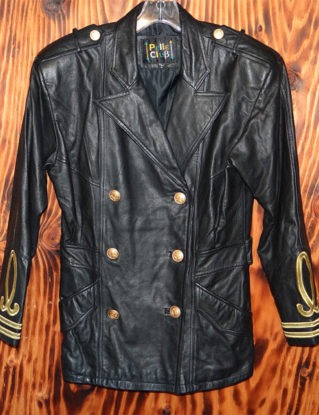 Vintage Black Leather Military Style Jacket 80s Leather Jacket Size Medium by PirateQueenTreasures steampunk buy now online