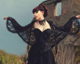 Gothic Victorian Vampire Elegant Burlesque Lolita black LACE CAPE with big hood by SophieAndHerStore steampunk buy now online