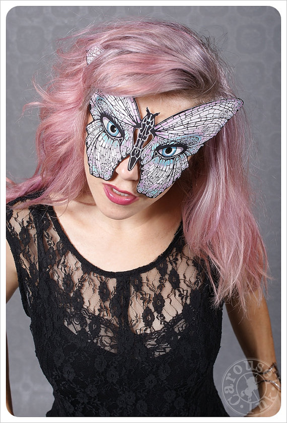 BUTTERFLY Girl Mask by Carousel Ink - Victorian Paper MASK by Carouselink steampunk buy now online