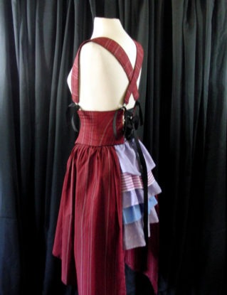 Bustle, Side Panel and Belt Combo Red Striped Corset Waist Cincher Harness Skirt SAMPLE SALE by redcurrydesigns steampunk buy now online