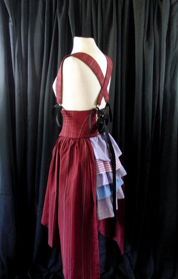 Bustle, Side Panel and Belt Combo Red Striped Corset Waist Cincher Harness Skirt SAMPLE SALE by redcurrydesigns steampunk buy now online