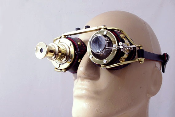 Steampunk Goggles Theatrical Goth Industrial Brass Cosplay LARP Telescopic Telescope BLK by steampunkdesign steampunk buy now online