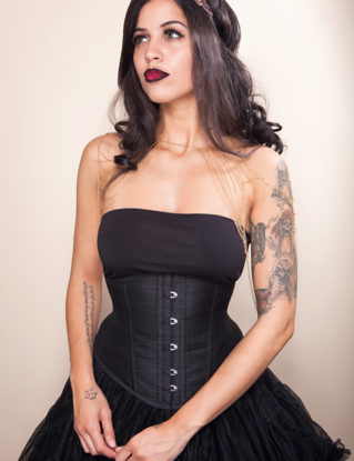 FULLY CUSTOM Black silk underbust corset - Free shipping by MistyCouture steampunk buy now online