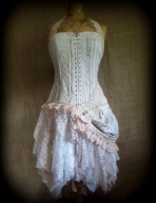 Stripe bustle dress by NaturallyBohemian steampunk buy now online