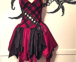 Crimson Corset Dress by PatchedJester steampunk buy now online