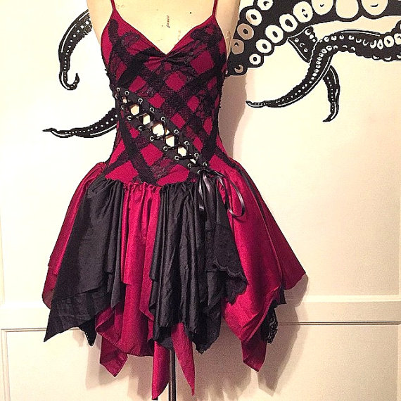 Crimson Corset Dress by PatchedJester steampunk buy now online