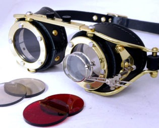 Steampunk Goggles Victorian Theatrical Goth Industrial Brass LARP All Black - Exclusively from Steampunkdesign by steampunkdesign steampunk buy now online