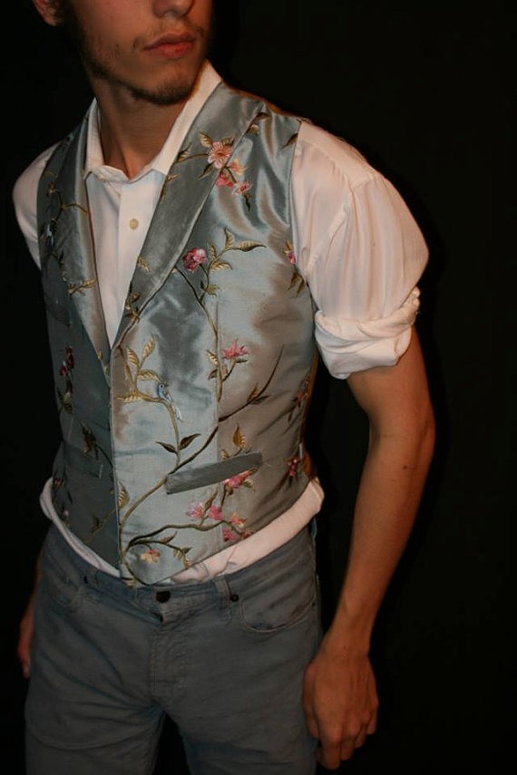 Victorian Silk Bird of Paradise Waistcoat by BrideGloom steampunk buy now online