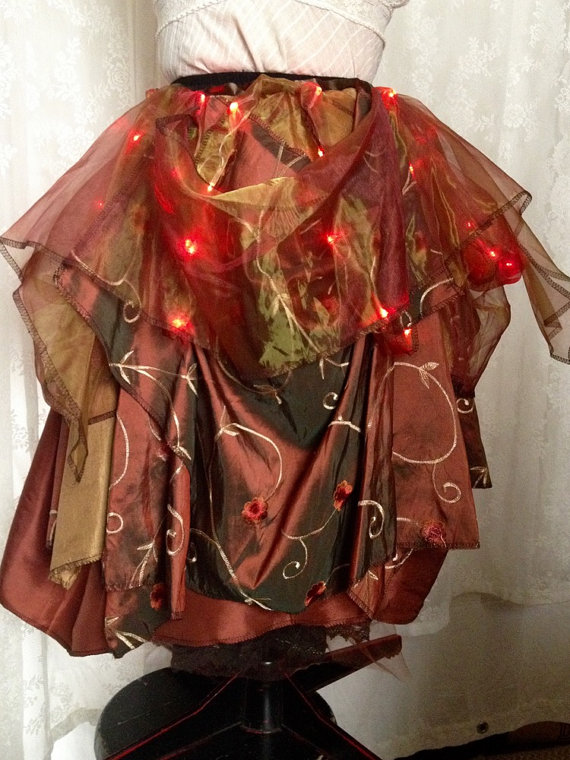 Rust red light up tutu bustle - Burning desert Man costume tutu bustle - steampunk bustle skirt with red LED lights - no size by bluemoonkatherine steampunk buy now online