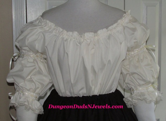 DDNJ Choose Color Renaissance 2 Tier Split Cotton 3/4 length Slv Chemise Plus Custom Made Your ANY Size Anime Cosplay Steampunk Gypsy Kawaii by DungeonDudsNJewels steampunk buy now online