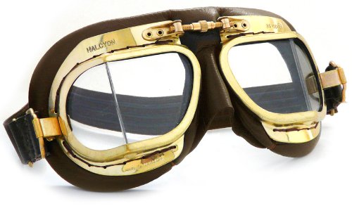 MK49 Antique Leather Motorcycle Goggle for Open Face Helmets - Brown steampunk buy now online