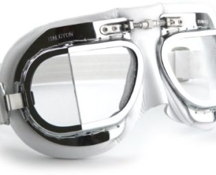 Halcyon MK49 Leather Motorcycle Goggle for Open Face Helmets - White steampunk buy now online