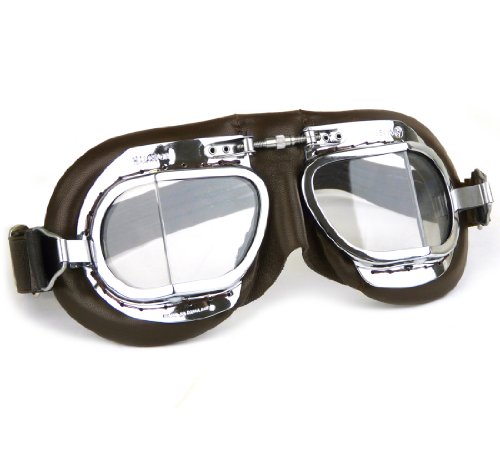 Halcyon MK49 Leather Motorcycle Goggle for Open Face Helmets - Brown steampunk buy now online