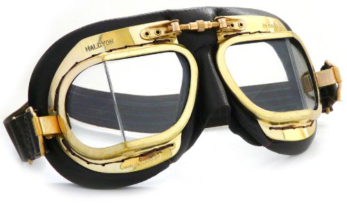 MK49 Antique Leather Motorcycle Goggle for Open Face Helmets - Black steampunk buy now online