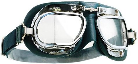 Halcyon MK49 Leather Motorcycle Goggle for Open Face Helmets - Racing Green steampunk buy now online