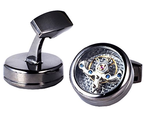 NuoYa005 Sale Price Gun Black Rotating Tourbillon Movement Mechanical Watch Cufflinks Cuff Links steampunk buy now online