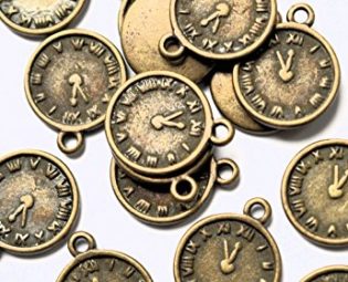 12 x Tibetan Antique Bronze Colour Clock Watch Charm Pendants Attachment rings included by AC Crafts steampunk buy now online