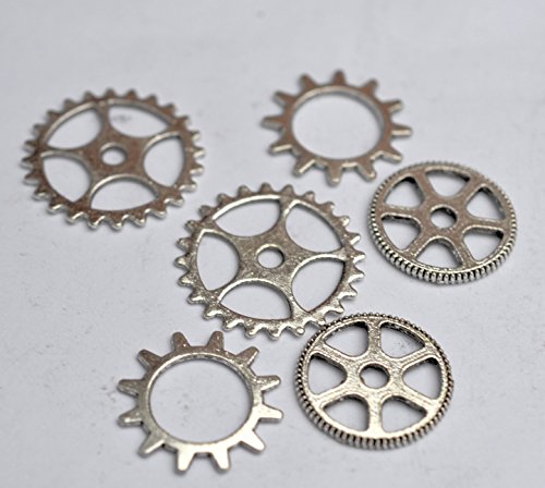 **OFFER**6 x Steampunk Style Gear/Cog/wheel Pendants-Antique Silver Coloured-**BUY ONE PACKET GET ONE PACKET FREE**by AC Crafts steampunk buy now online