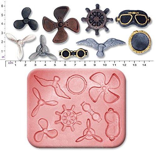 STEAMPUNK PROPELLERS & GOGGLES Craft Sugarcraft Fimo Chocolate Silicone Rubber Mould Mold steampunk buy now online