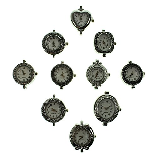 10 x Ladies Jewellery Making Watch Faces Silver Tone Clocks Findings Beading Crafts by Kurtzy TM steampunk buy now online