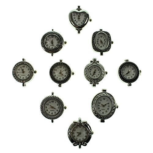 10 x Ladies Jewellery Making Watch Faces Silver Tone Clocks Findings Beading Crafts by Kurtzy TM steampunk buy now online