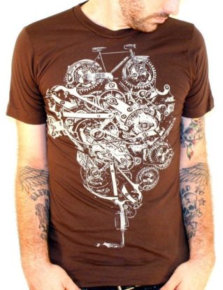 Steampunk Bike Machine - American Apparel Brown TShirt - Available in xs, s, m, l, xl and xxl by darkcycleclothing steampunk buy now online