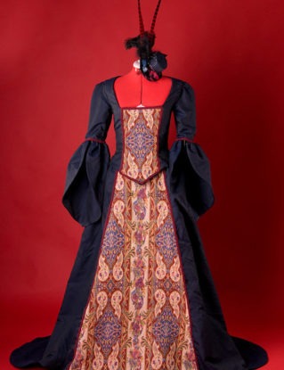 Navy Blue and Red Victorian Reversible Bustle Dress by ScarletFairy steampunk buy now online