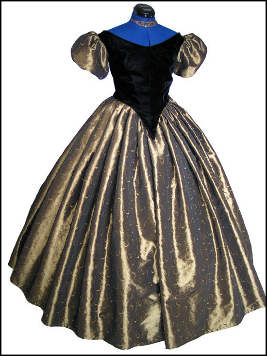 1800&#039;s Civil War Victorian Ball Gown Dress NEW Gorgeous Taffeta and Velvet by CivilWarBoutique steampunk buy now online