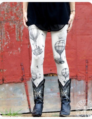 Hot Air Balloon Leggings - IVORY Legging - Tights - OZ - XLARGE by Carouselink steampunk buy now online