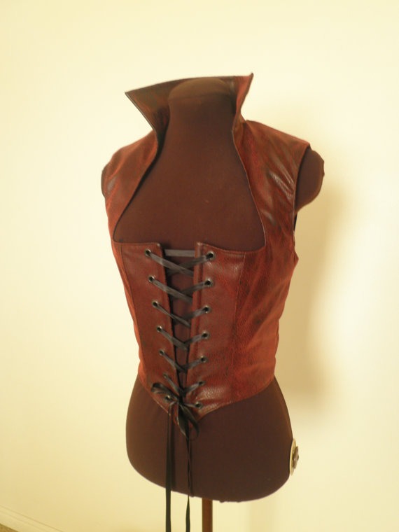 REd FAux Leather Renaissance Bodice one ready to ship, but custom also available! Cosplay Steampunk ComiC Con by desree10 steampunk buy now online