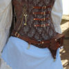 Custom Steampunk Brown and Light Blue Corset full outfit by SilverLeafCostumes steampunk buy now online