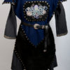 Nautical themed steampunk leather tabard in blue and black with mechanical octopus fish and gears larp by BarbwireandRoses steampunk buy now online