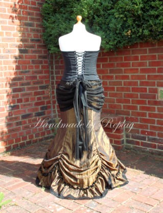 2 piece Victorian / Steampunk / Gothic Long Olive Gold Skirt size 10 12 14 16 18 20 22 24 train fishtail by handmadebyreplay steampunk buy now online