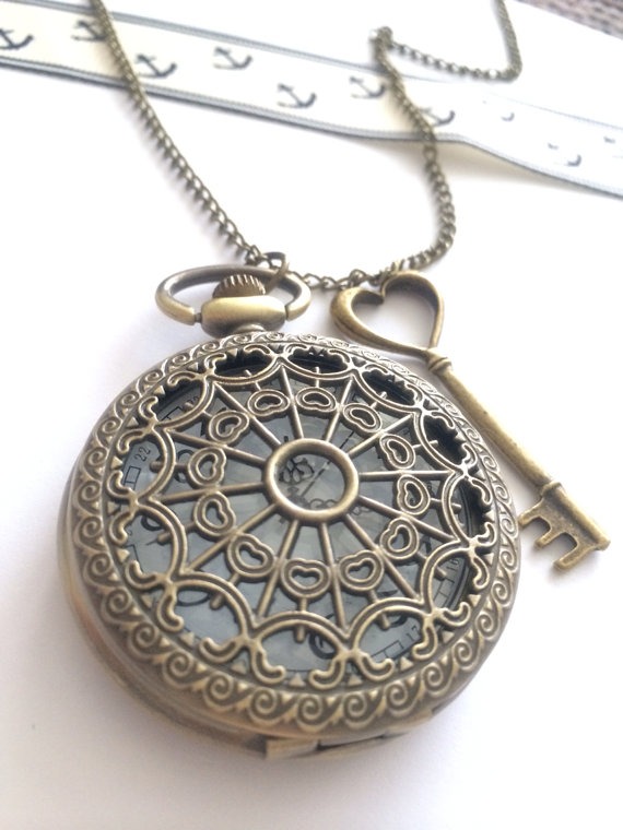 Antique Pocket Watch skeleton key locket with necklace chain or pocket watch chain VSQ003 by Victorianstudio steampunk buy now online Antique Pocket Watch skeleton key locket with necklace chain or pocket watch chain VSQ003 by Victorianstudio steampunk buy now online