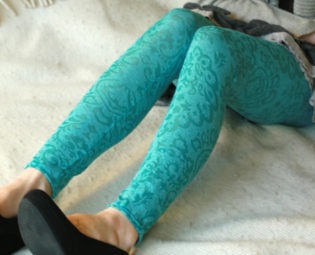 Turquoise see trough victorian ornaments leggings by DGstyle steampunk buy now online