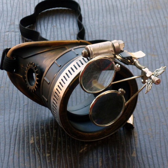 Steampunk goggles monocle eyepatch costume biker glasses clear lens cyber gothic by oldjunkyardboutique steampunk buy now online