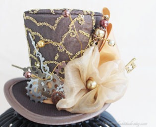 Steampunk Mini Top Hat, Brown Top Hat, Steampunk Cosplay, Steampunk Costume, Steampunk Hair Accessories, Women Mini Hat, Women Fascinator by LittleMissHattitude steampunk buy now online