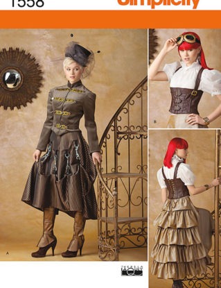 Simplicity 1558 (S0787) Steampunk Costume Sewing Pattern: Military Jacket, Corset Belt, Blouse, and Skirt Size 6, 8, 10, and 12 by ucanmakethis steampunk buy now online