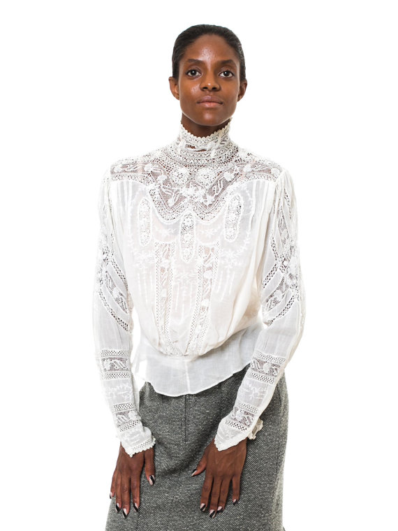 1880s Vintage Dreamy White Lace Victorian Blouse Size S/M by MORPHEWCONCEPT steampunk buy now online