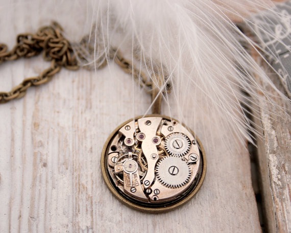 Steampunk Necklace Watch Movement Necklace Vintage Watch work Pendant Gothic Jewelry Antique Bronze Steampunk Costume Necklace by KfiatekGiftedHands steampunk buy now online