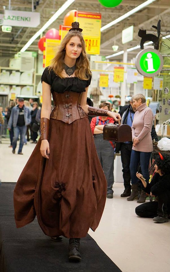 Steampunk corset hard leather, reduction waist about 8-15cm by Muarta steampunk buy now online