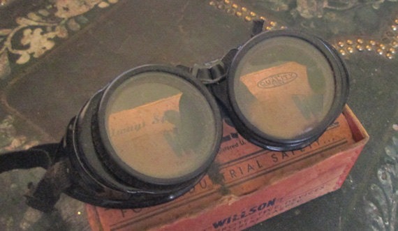 Vintage Willson Goggles Steampunk Goggles Steampunk Costume - Original Box - 1920's Goggles - Display or Wear by LaReineBoheme steampunk buy now online