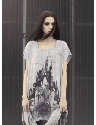 new! Dreams under Siege Oversize Tunic by Carousel Ink - One Size Grey Fairytale Fable Fantasy Dress WEarable Art by Carouselink steampunk buy now online